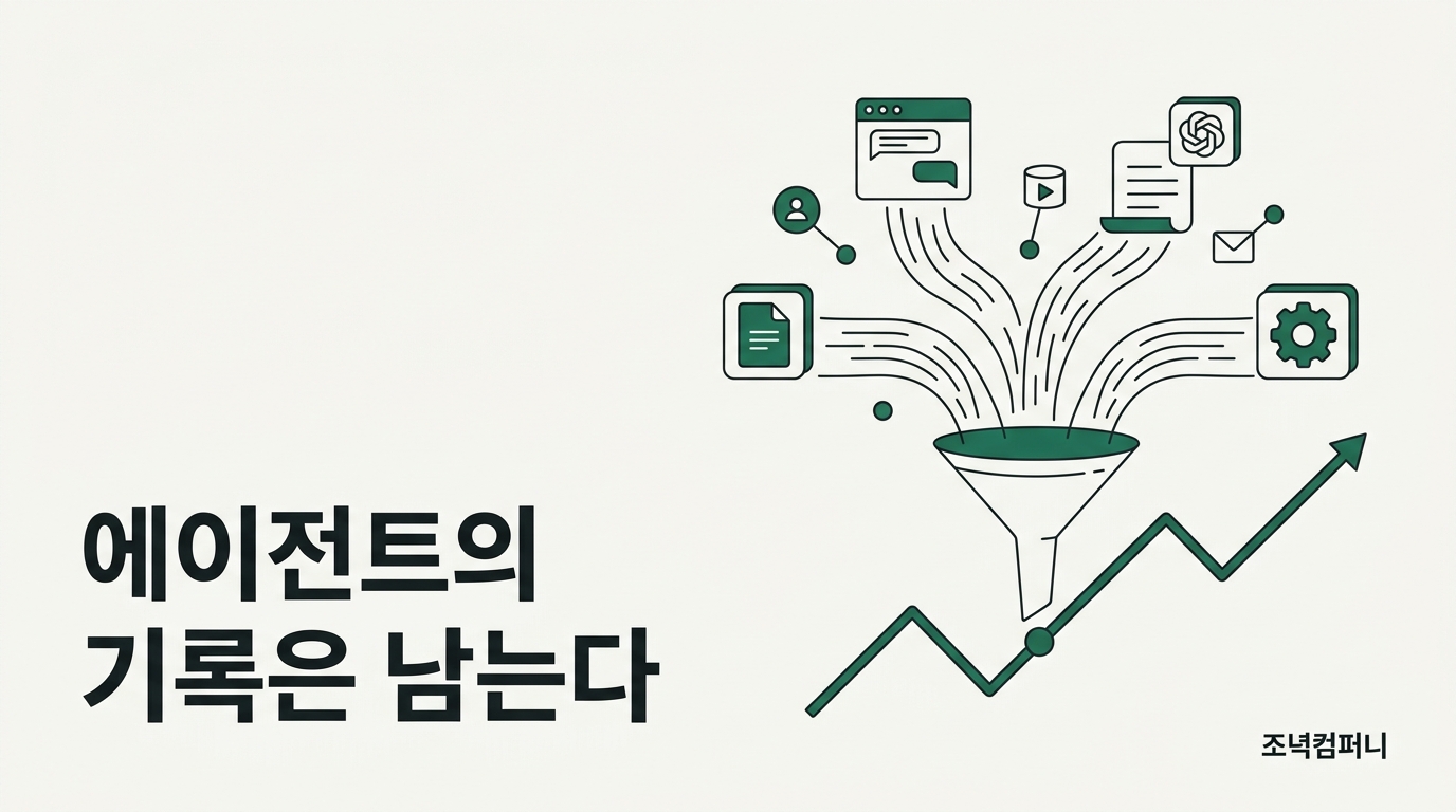 에이전트의 작업 기록이 회사의 수집기로 흘러 들어온다