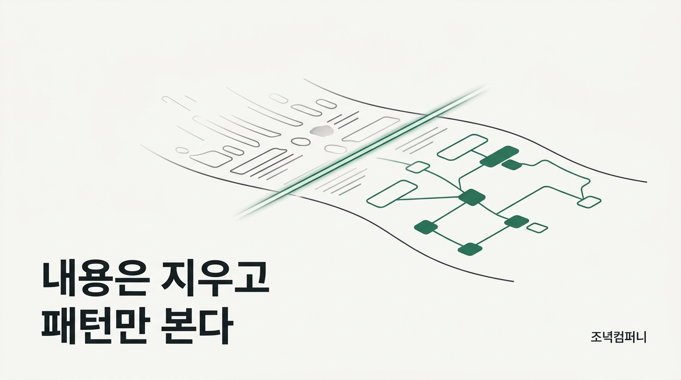 벤더는 내용을 지우고 패턴을 남기기로 했다
